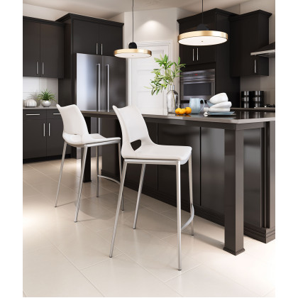 ZUO Ace Counter Chair (Set Of 2) - White/Silver