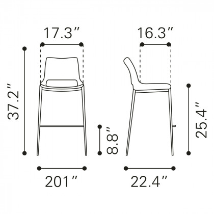 ZUO Ace Counter Chair (Set Of 2) - White/Silver