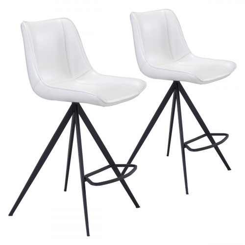 ZUO Aki Counter Chair (Set Of 2) - White/Black
