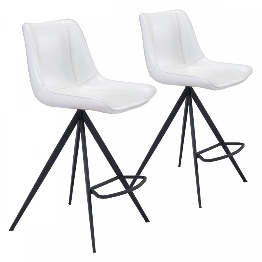 ZUO Aki Counter Chair (Set Of 2) - White/Black