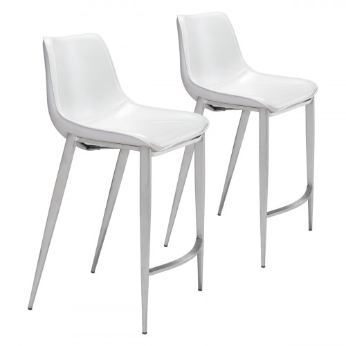 ZUO Magnus Counter Chair (Set Of 2) - White/Silver
