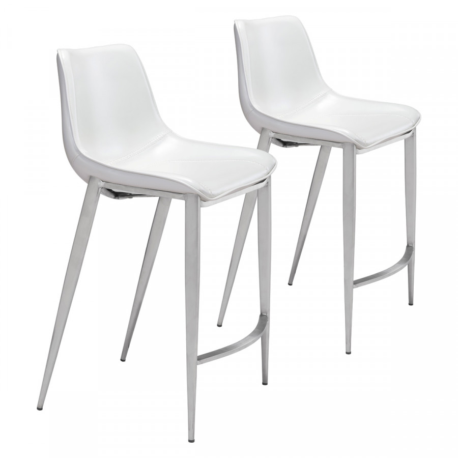 ZUO Magnus Counter Chair (Set Of 2) - White/Silver
