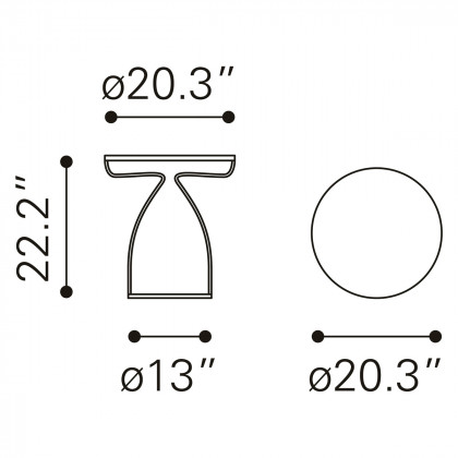 ZUO - Silo Side Table in Gold