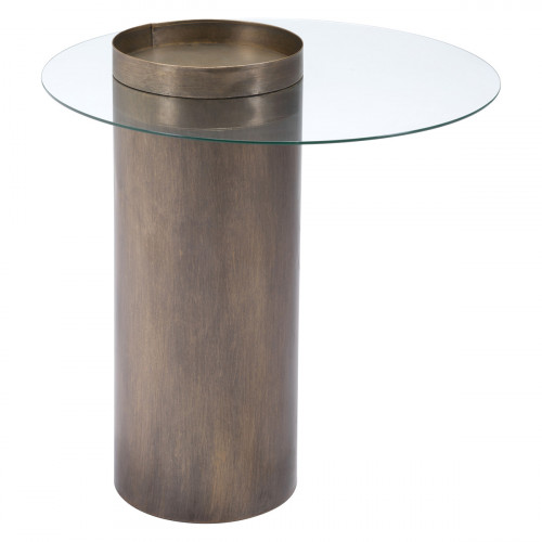 ZUO - Emi End Table in Antique Gold/Clear