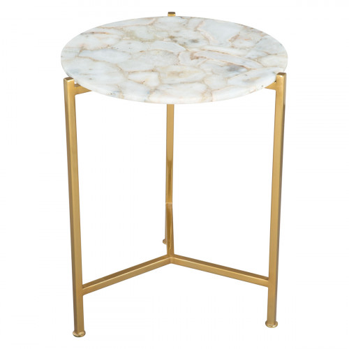 ZUO - Haru Side Table in White/Gold