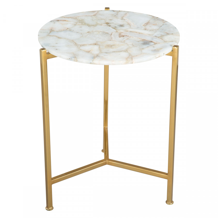 ZUO - Haru Side Table in White/Gold
