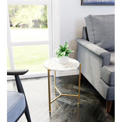 ZUO - Haru Side Table in White/Gold