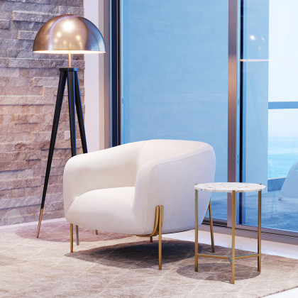 ZUO - Haru Side Table in White/Gold