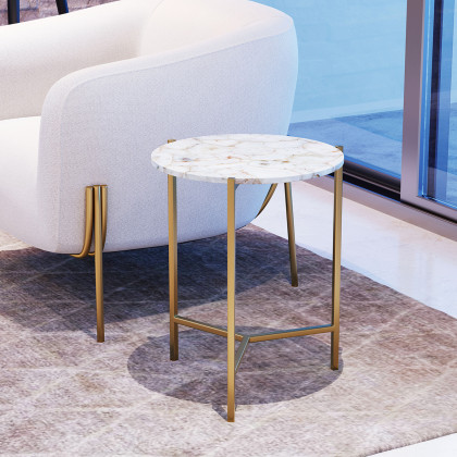 ZUO - Haru Side Table in White/Gold