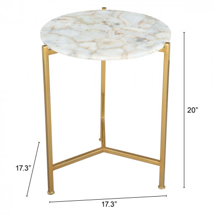 ZUO - Haru Side Table in White/Gold