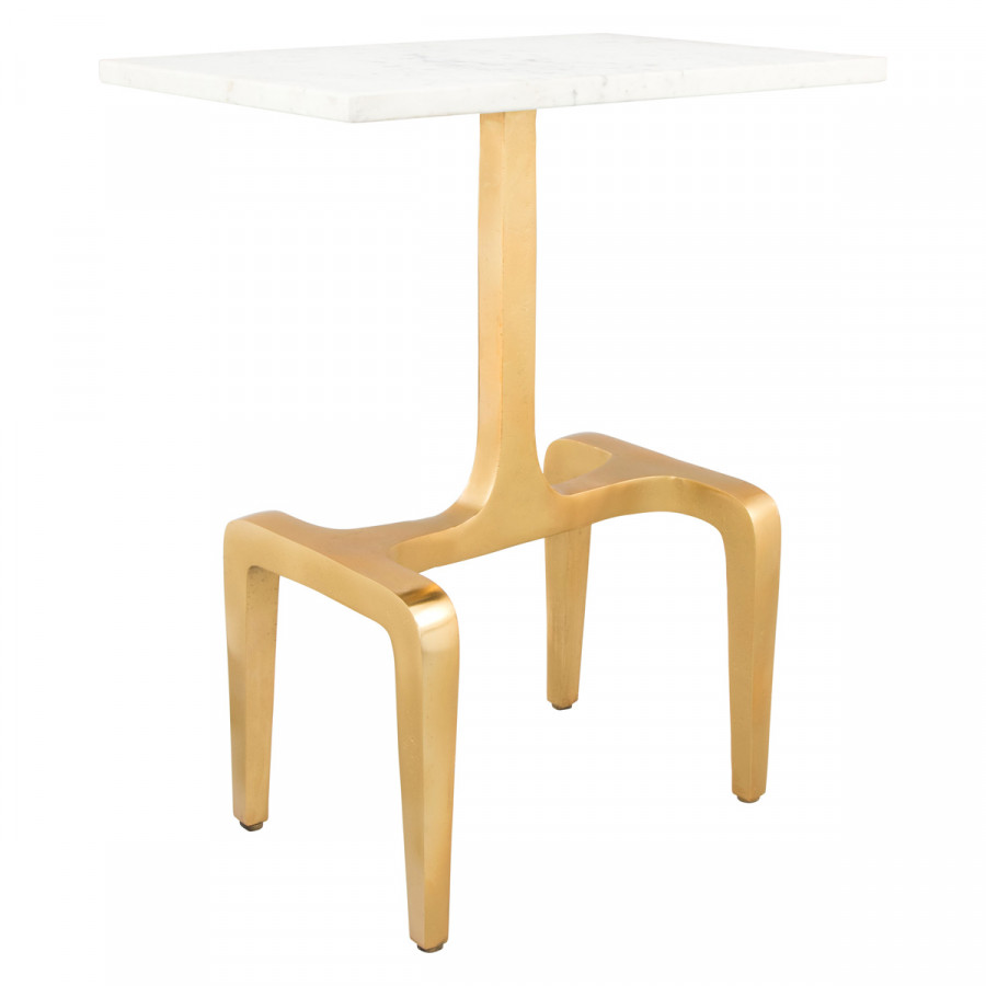 ZUO - Clement Side Table in White/Gold