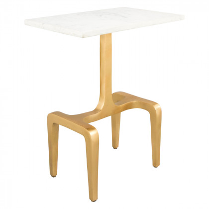 ZUO - Clement Side Table in White/Gold