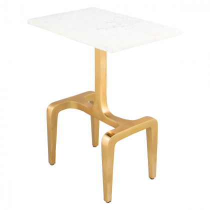 ZUO - Clement Side Table in White/Gold