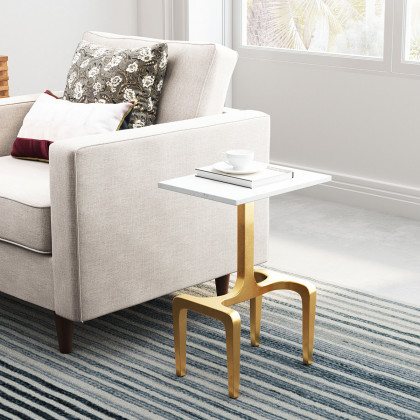 ZUO - Clement Side Table in White/Gold