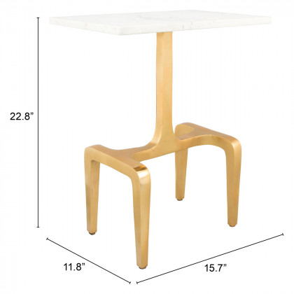 ZUO - Clement Side Table in White/Gold