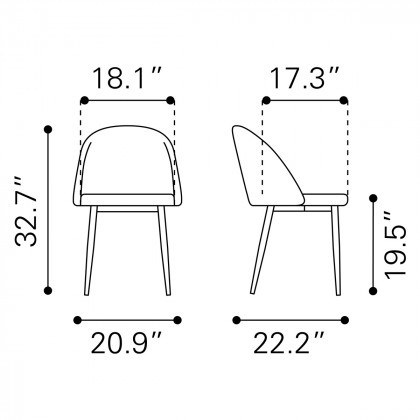 ZUO Cozy Dining Chair (Set Of 2) - Black/Gold