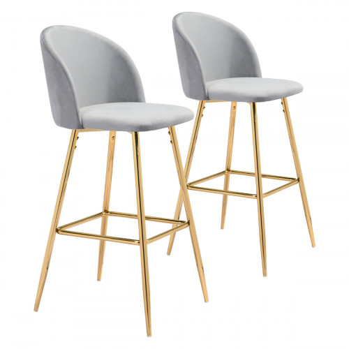 ZUO Cozy Bar Chair - Gray/Gold