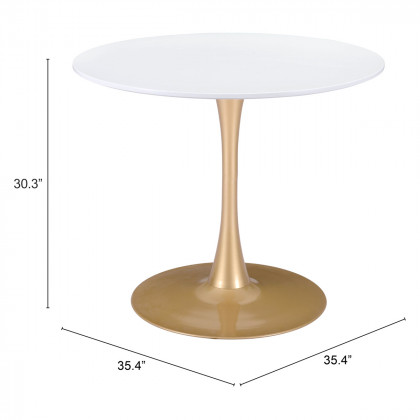 ZUO Opus Dining Table - White/Gold