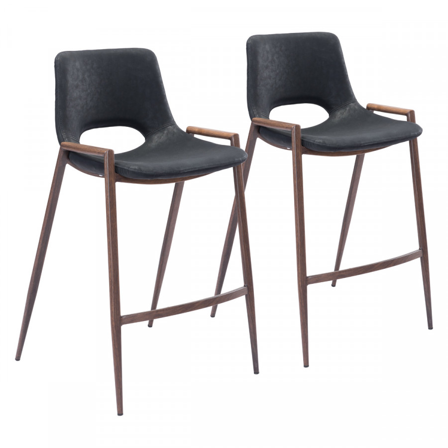 ZUO Desi Counter Chair (Set Of 2) - Black/Dark Brown