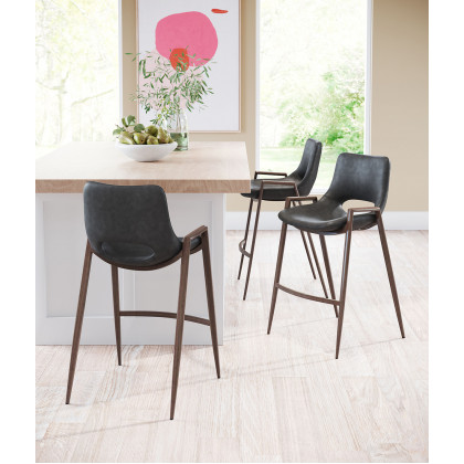 ZUO Desi Counter Chair (Set Of 2) - Black/Dark Brown