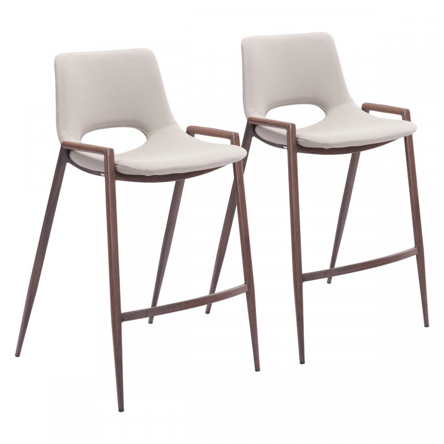 ZUO Desi Counter Chair (Set Of 2) - Beige/Dark Brown