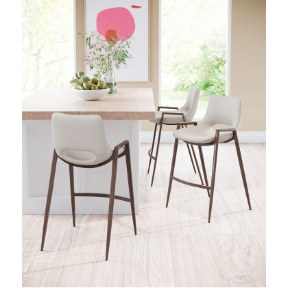ZUO Desi Counter Chair (Set Of 2) - Beige/Dark Brown