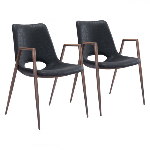 ZUO Desi Dining Chair (Set Of 2) - Black/Dark Brown