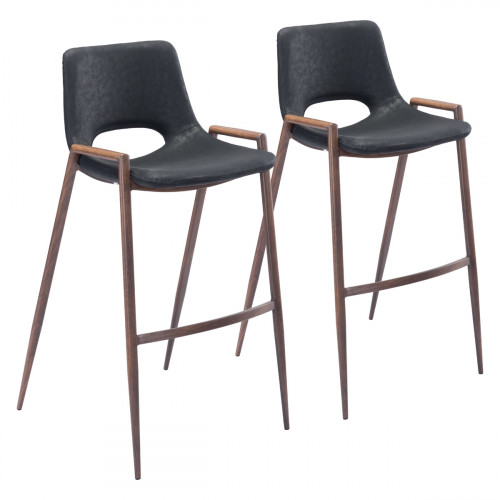 ZUO Desi Bar Chair (Set Of 2) - Black/Dark Brown