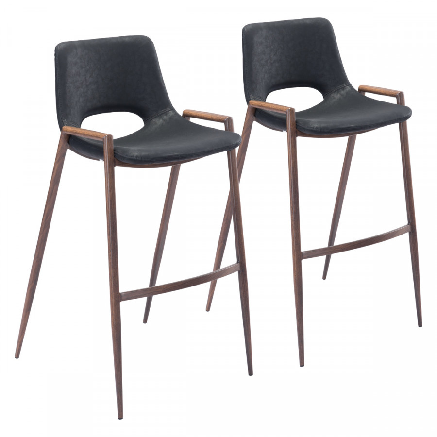 ZUO Desi Bar Chair (Set Of 2) - Black/Dark Brown