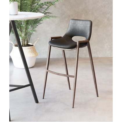 ZUO Desi Bar Chair (Set Of 2) - Black/Dark Brown