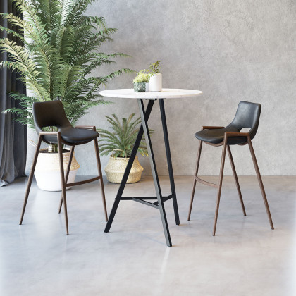 ZUO Desi Bar Chair (Set Of 2) - Black/Dark Brown