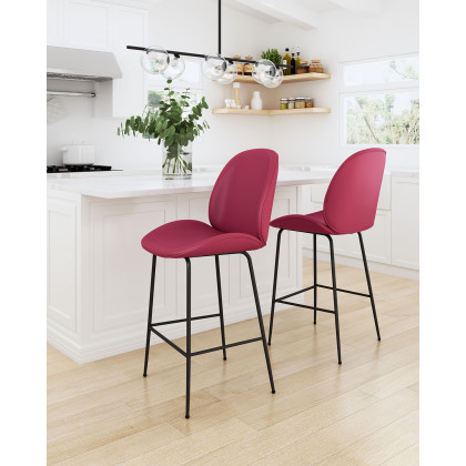 ZUO Miles Counter Chair - Red/Black
