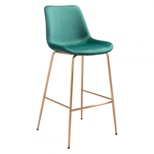ZUO Tony Bar Chair - Green/Gold