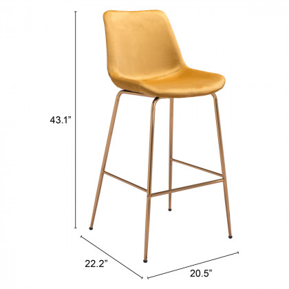 ZUO Tony Bar Chair - Yellow/Gold