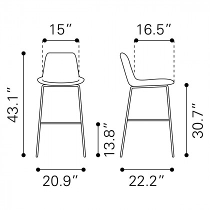ZUO Byron Bar Chair - Gray/Black
