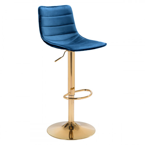 ZUO Prima Bar Chair - Dark Blue/Gold