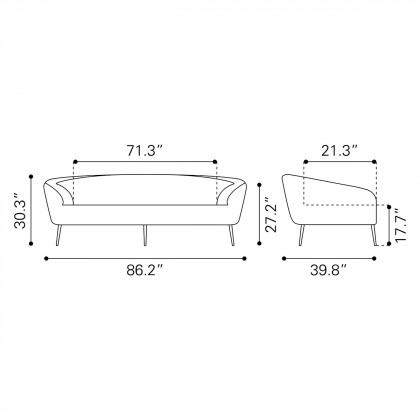ZUO - Luna Sofa in White/Gold
