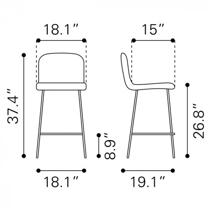 ZUO Var Counter Chair - Yellow/Black/Gold