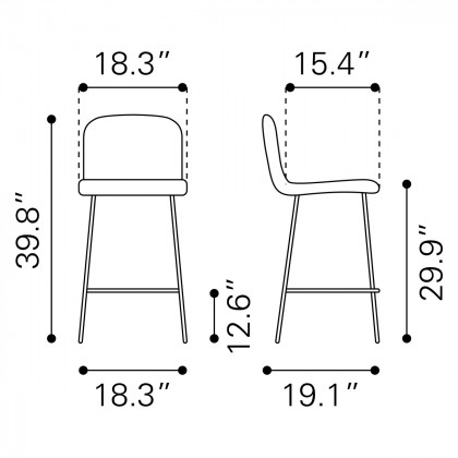 ZUO - Gironde Bar Chair in Light Gray/Black