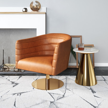 ZUO Justin Accent Chair - Brown/Gold