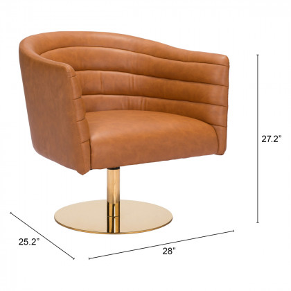 ZUO Justin Accent Chair - Brown/Gold
