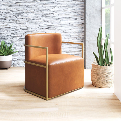 ZUO Xander Accent Chair - Brown/Gold