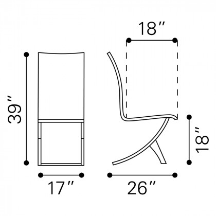 ZUO Delfin Dining Chair (Set Of 2) - Black/Silver