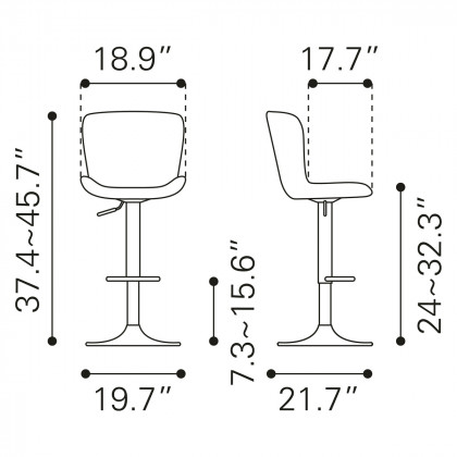 ZUO Tarley Bar Chair - Gray/Black