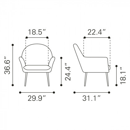 ZUO Alexandria Accent Chair - Gray/Blac/Gold