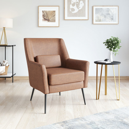 ZUO Ontario Accent Chair - Vintage Brown/Gold