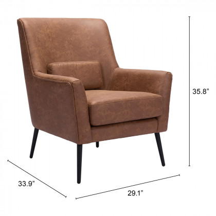 ZUO Ontario Accent Chair - Vintage Brown/Gold