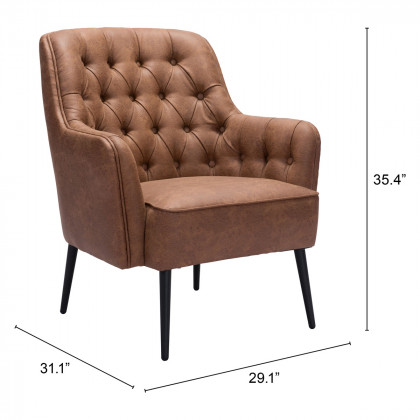 ZUO Tasmania Accent Chair - Vintage Brown