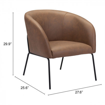 ZUO Quinten Accent Chair - Vintage Brown/Gold