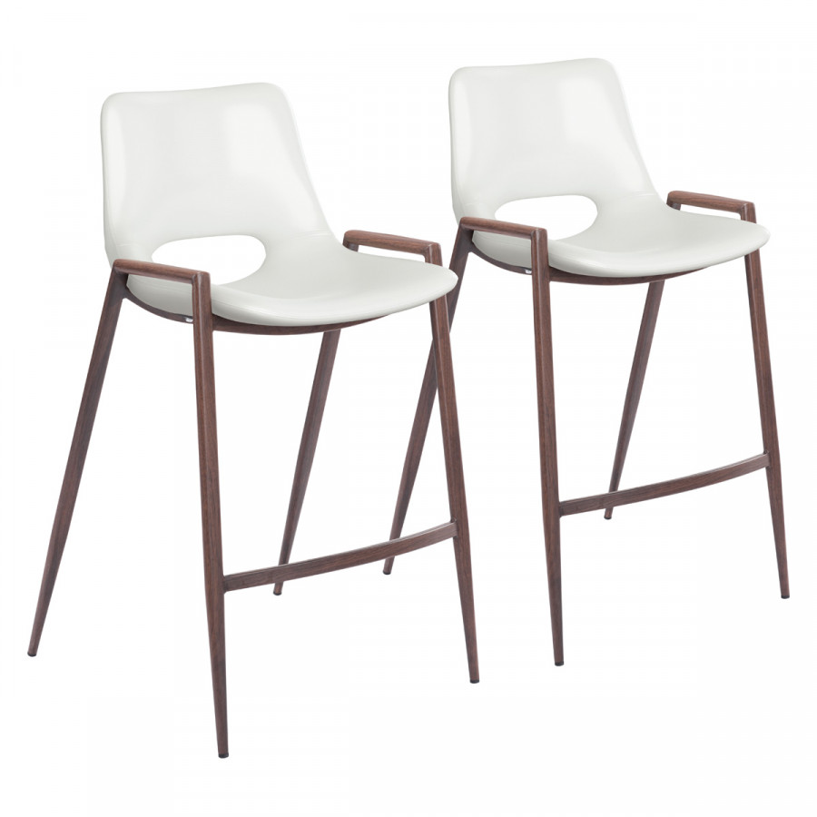 ZUO Desi Counter Chair (Set Of 2) - White/Dark Brown